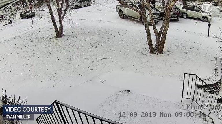 WATCH: Surveillance camera catches 10-car pileup in Omaha neighborhood